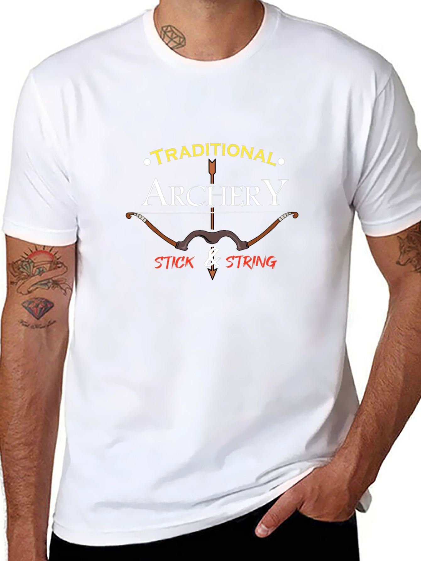 Traditional Archery Stick & String Black T-Shirt