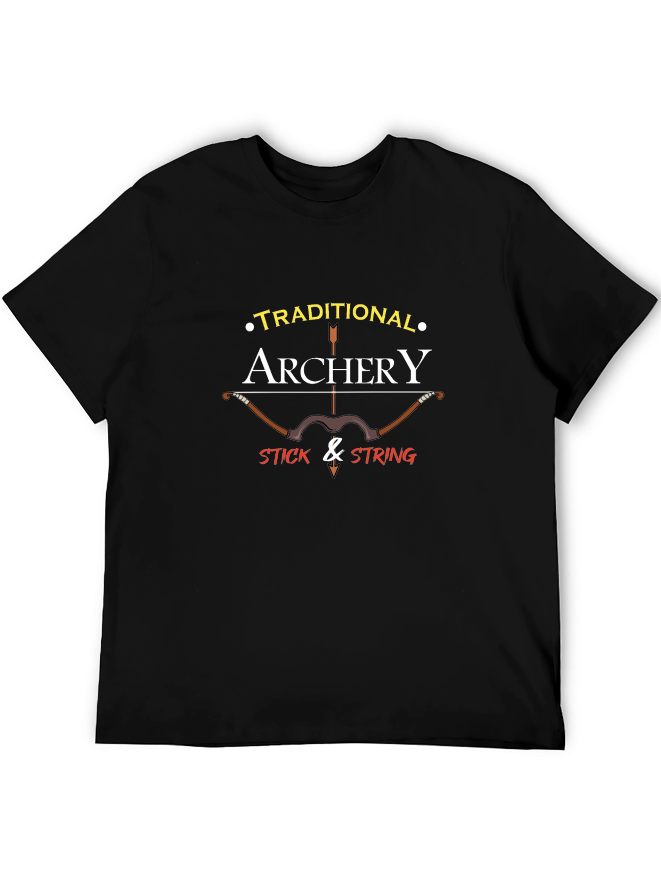 Traditional Archery Stick & String Black T-Shirt