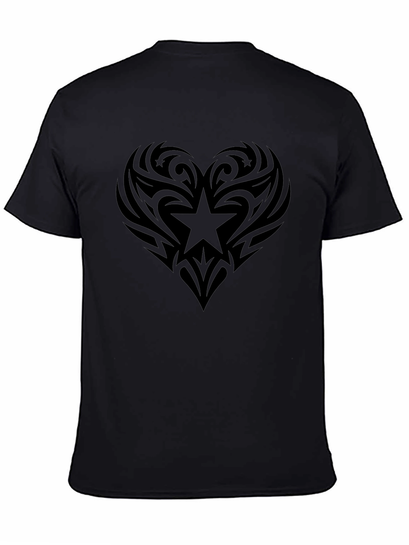 Tribal Heart Star Graphic Tee - Black