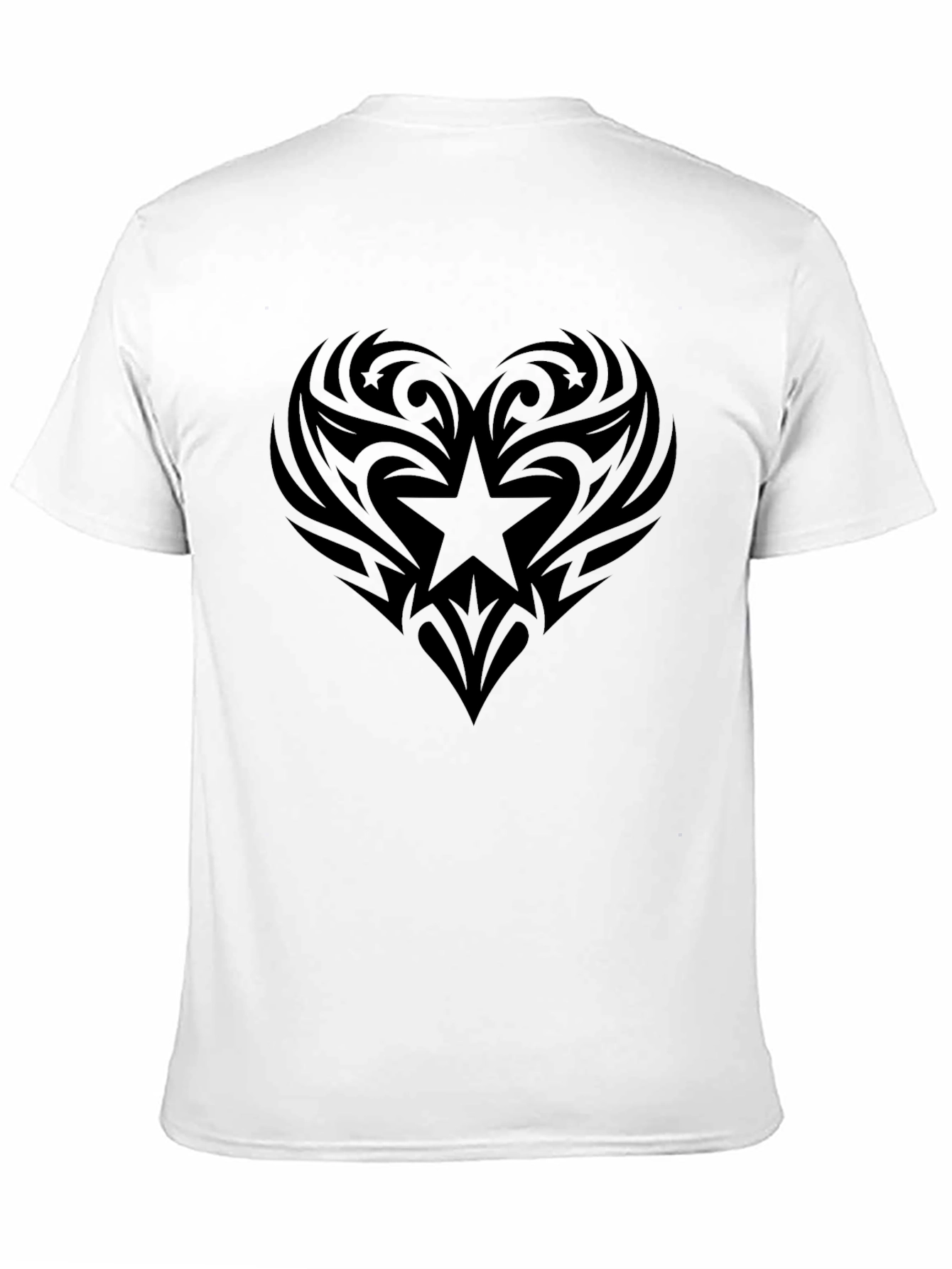 Tribal Heart Star Graphic Tee - Black
