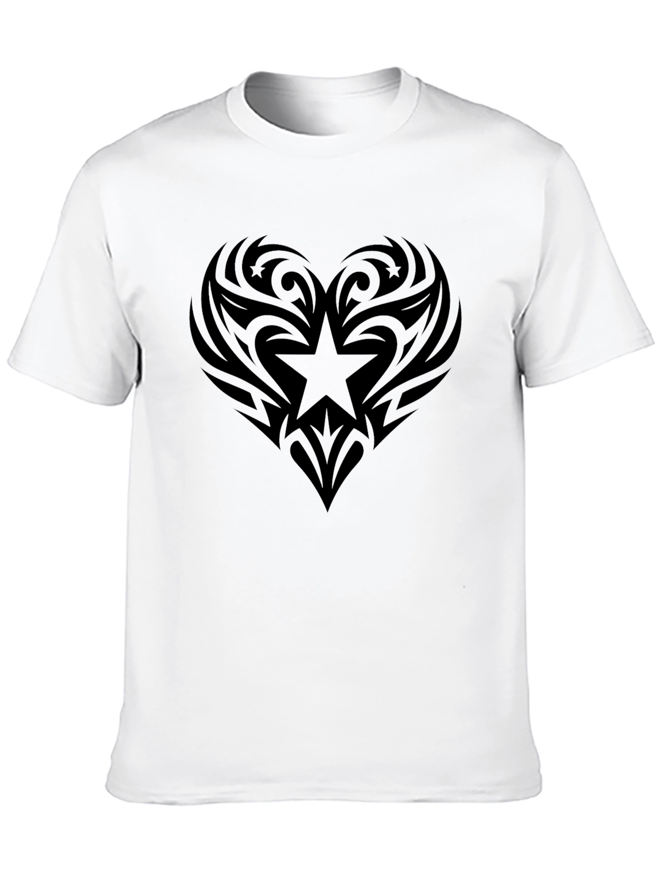 Tribal Heart Star Graphic Tee - Black