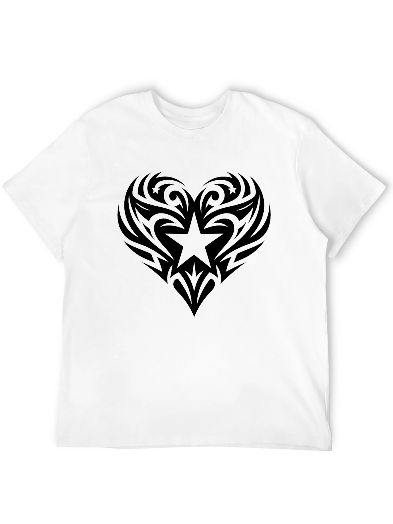 Tribal Heart Star Graphic Tee - Black