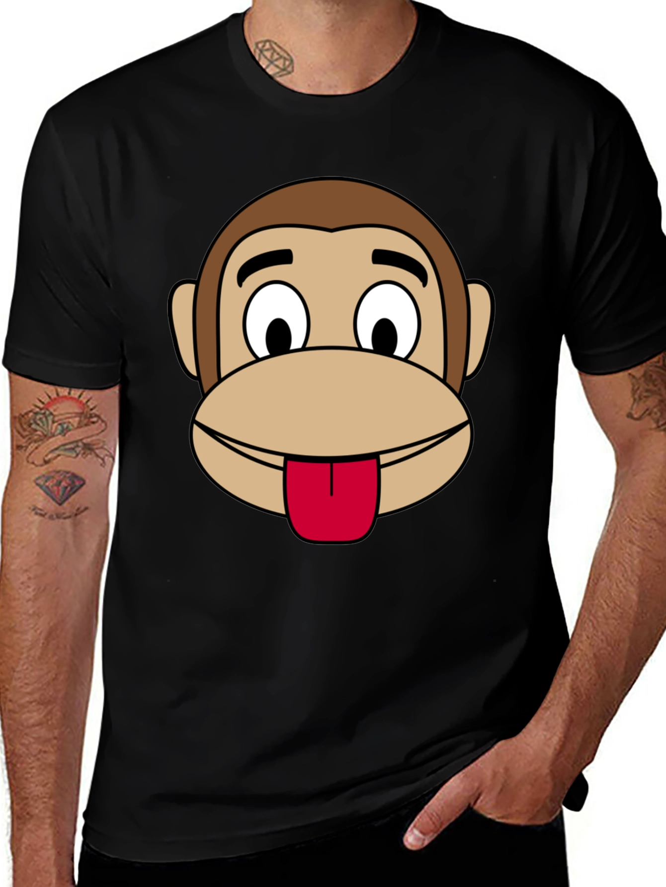 Funny Monkey Graphic Black T-Shirt