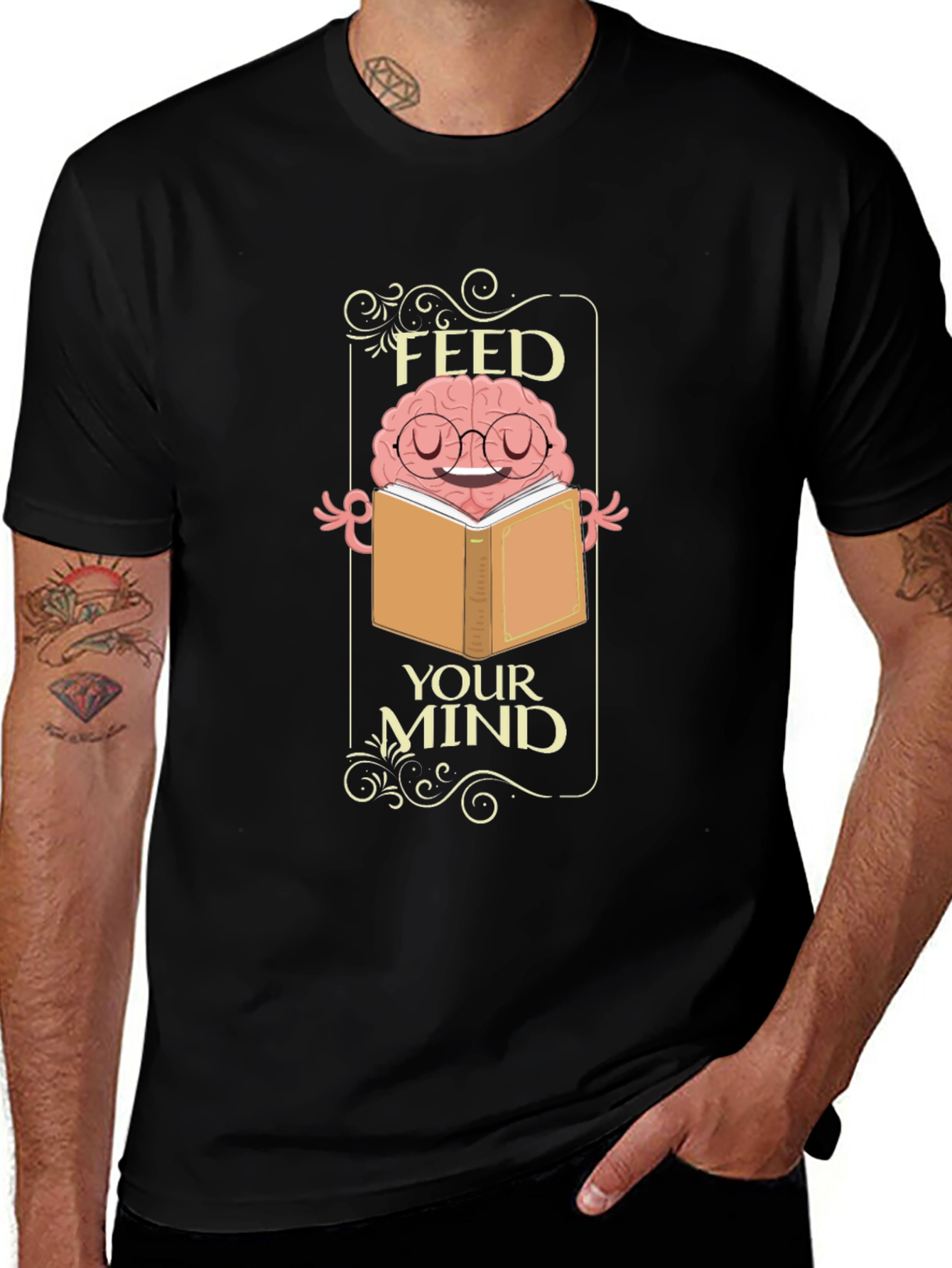 Feed Your Mind T-Shirt - Brain Reading Book Tee