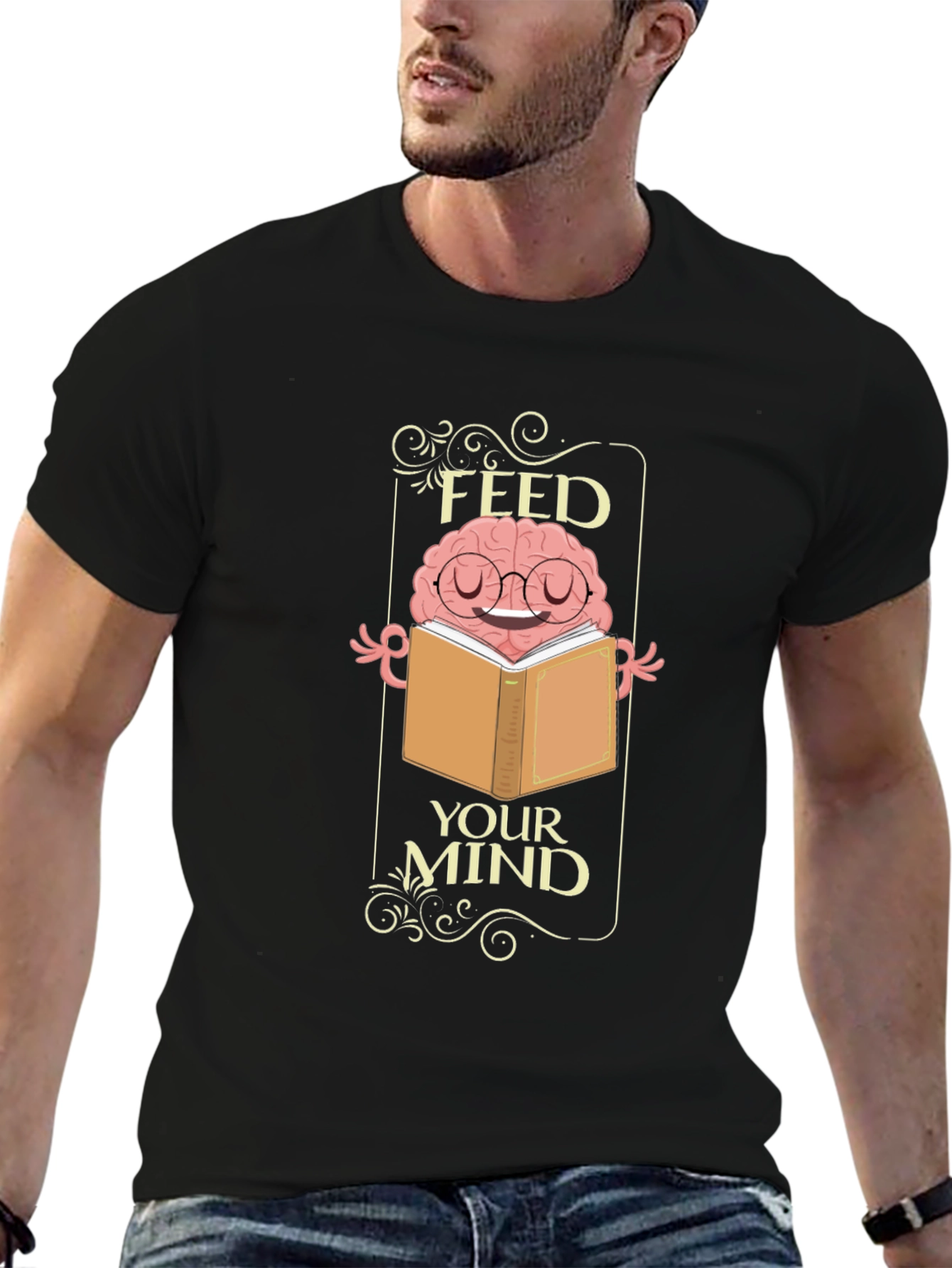 Feed Your Mind T-Shirt - Brain Reading Book Tee