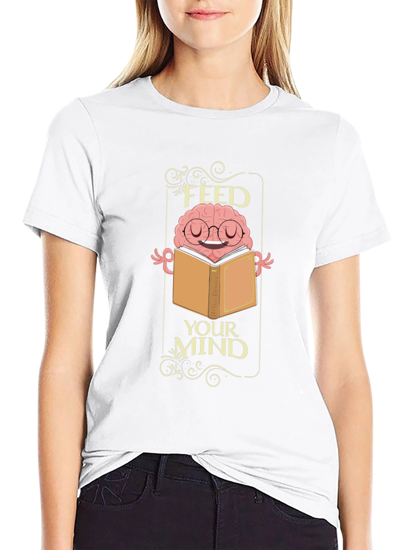 Feed Your Mind T-Shirt - Brain Reading Book Tee