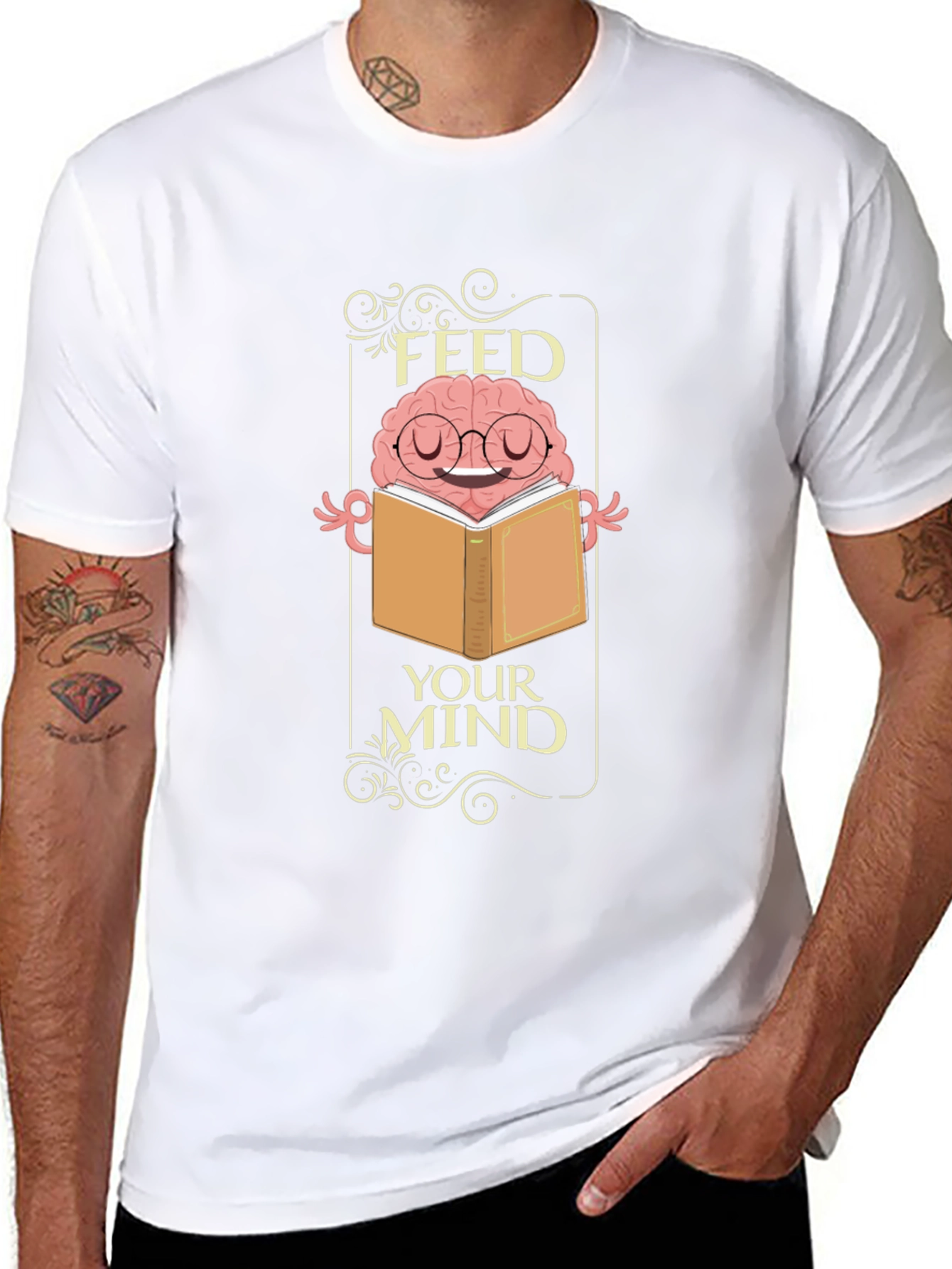 Feed Your Mind T-Shirt - Brain Reading Book Tee