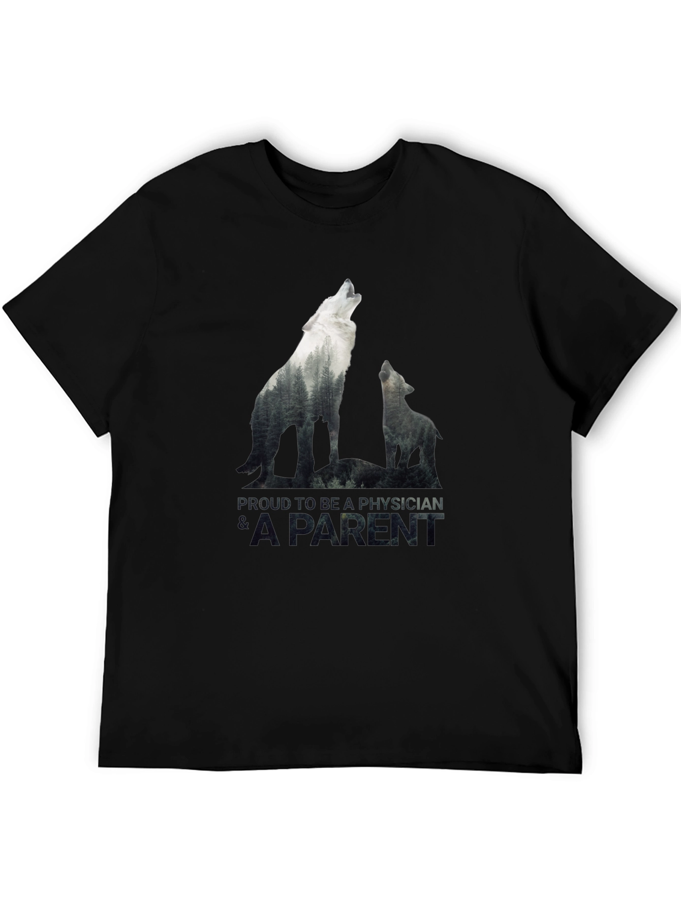 Proud Physician Parent Wolf Pack Black T-Shirt
