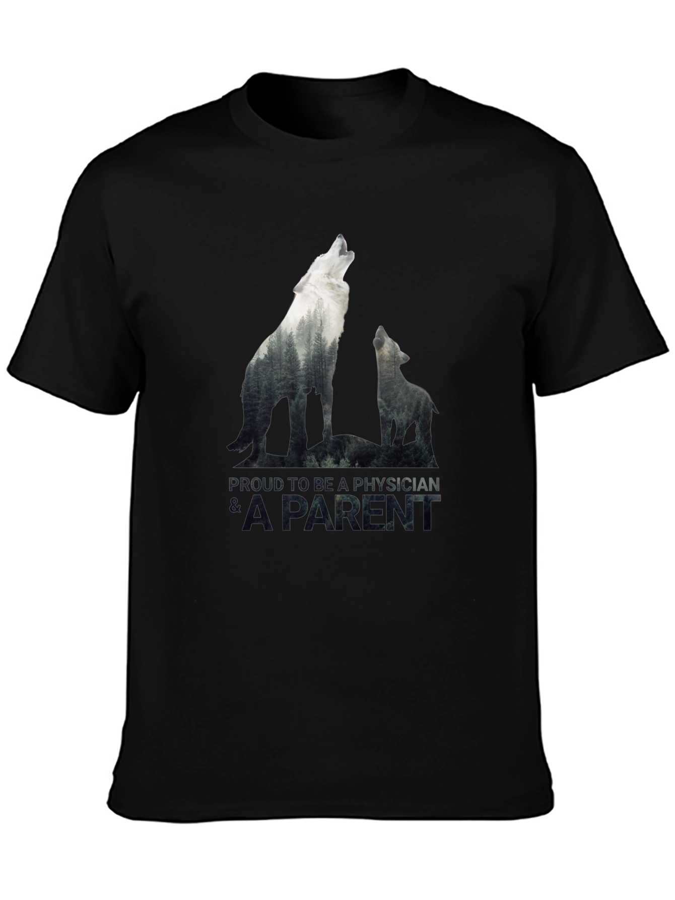 Proud Physician Parent Wolf Pack Black T-Shirt