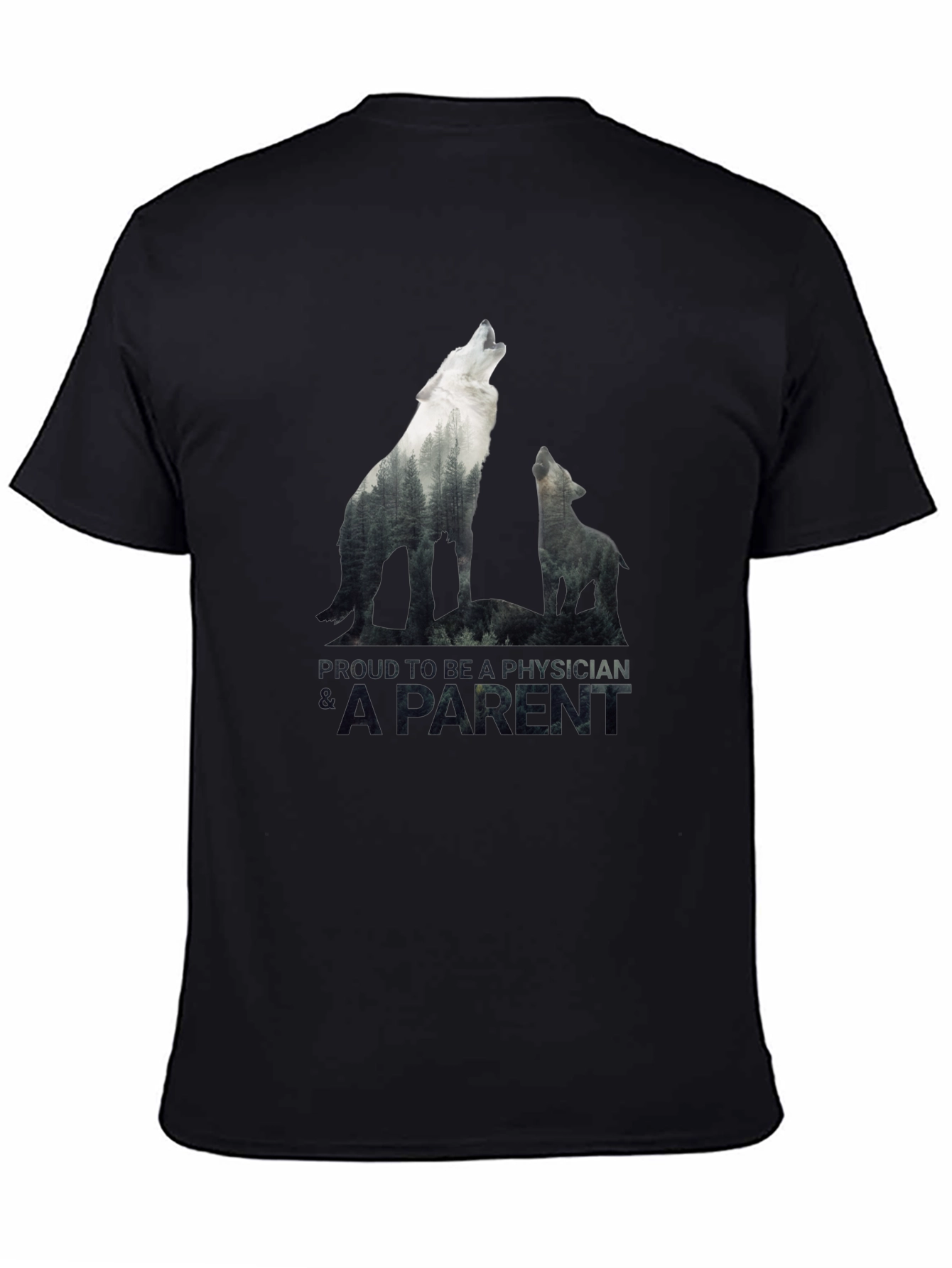 Proud Physician Parent Wolf Pack Black T-Shirt