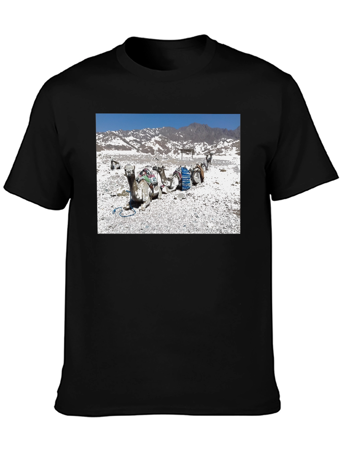 Mens Black Crew Neck T-Shirt - Camel Scene