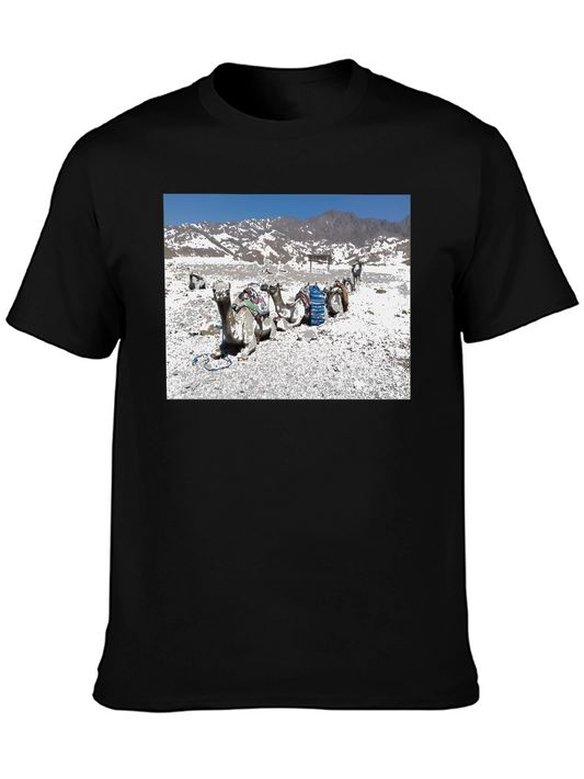 Mens Black Crew Neck T-Shirt - Camel Scene