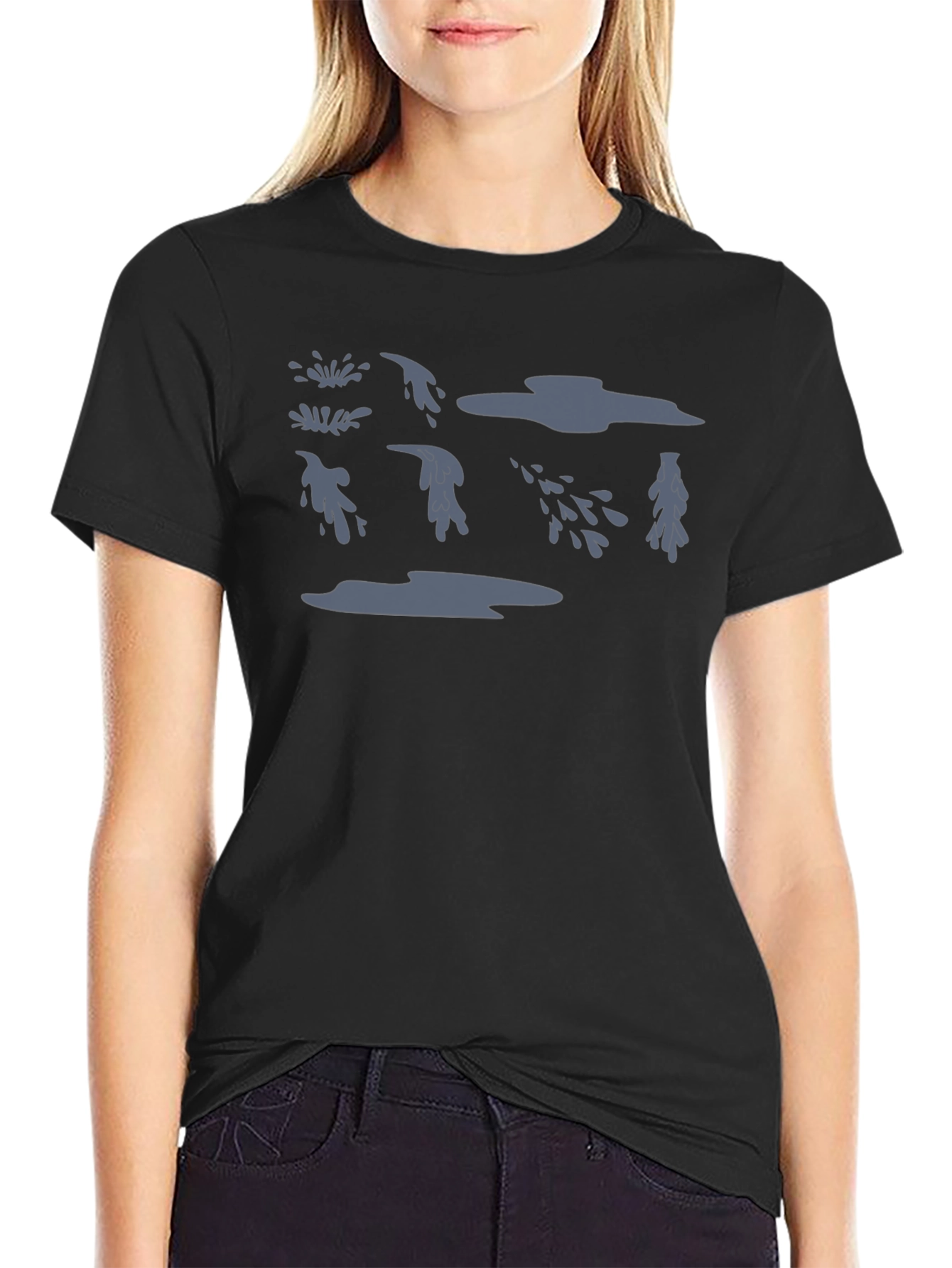 Black T-Shirt with Water Drop Design