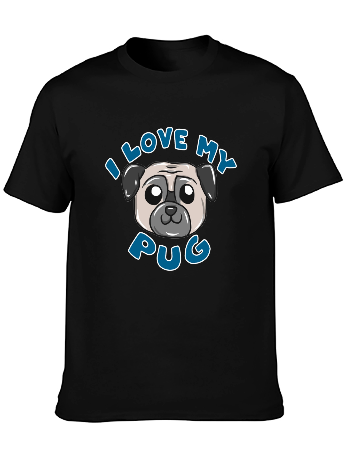 I Love My Pug Graphic Tee - Black