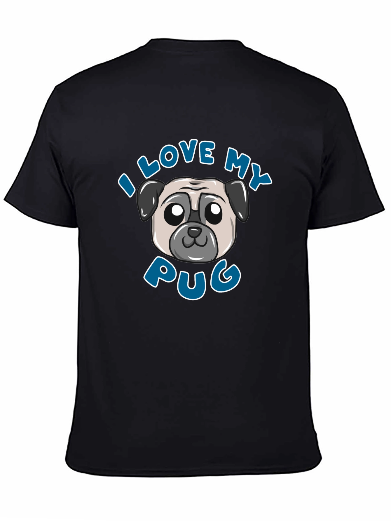 I Love My Pug Graphic Tee - Black
