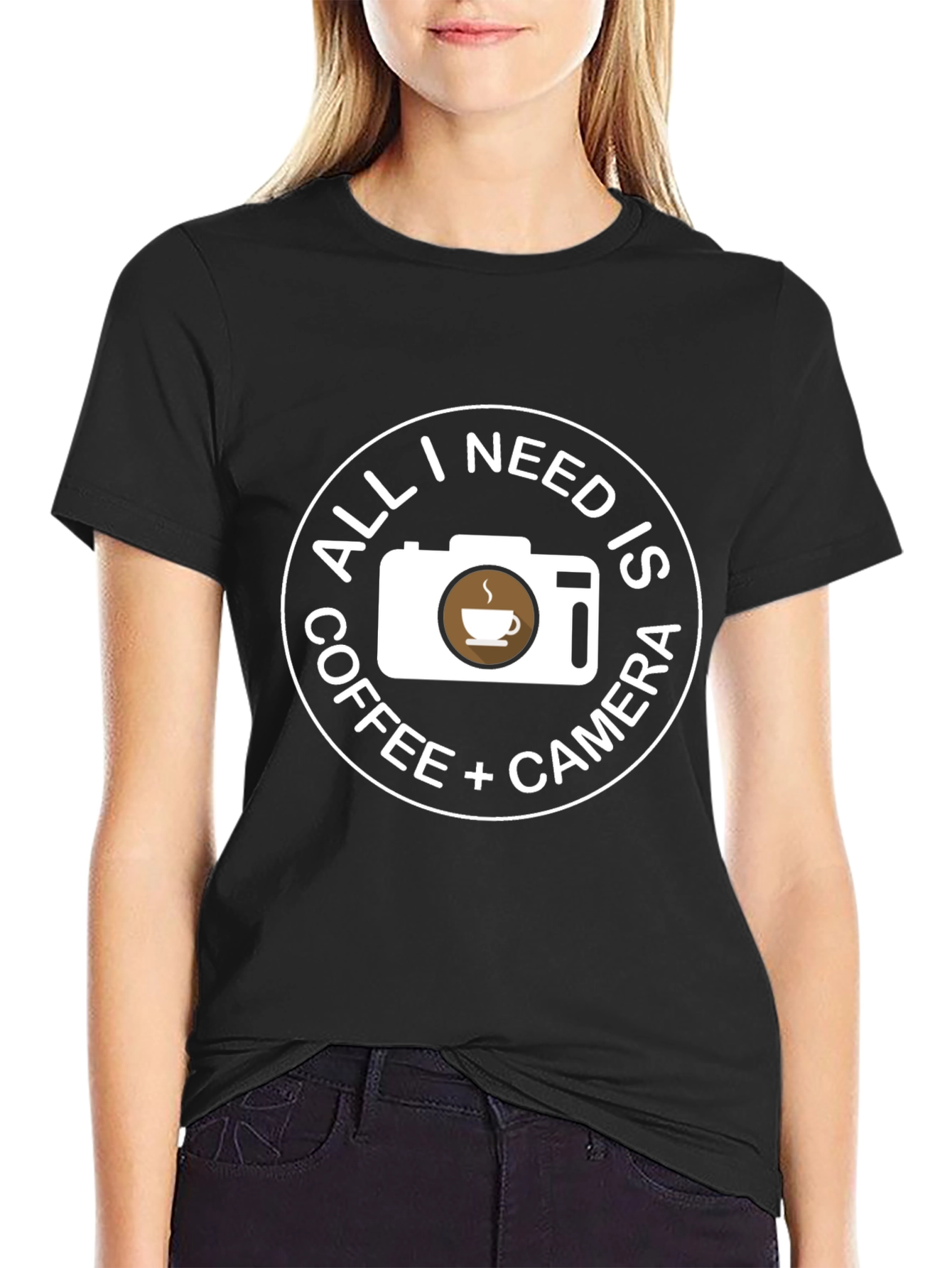Coffee Camera Black T-Shirt - Photographers Essential