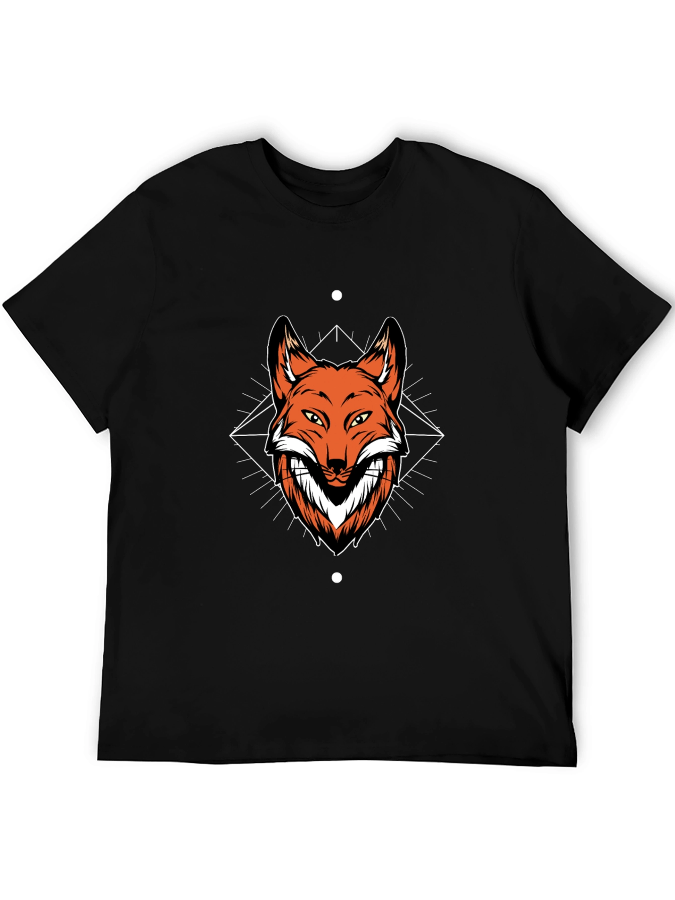Mens Black T-Shirt with Fox Graphic Print