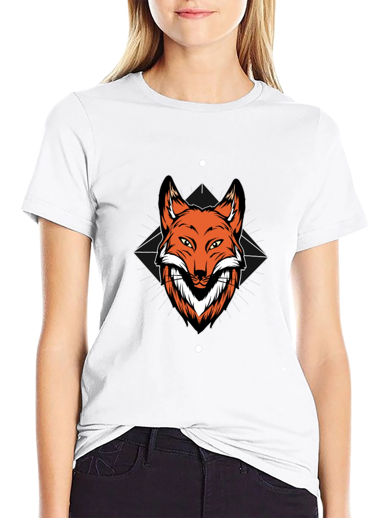 Mens Black T-Shirt with Fox Graphic Print