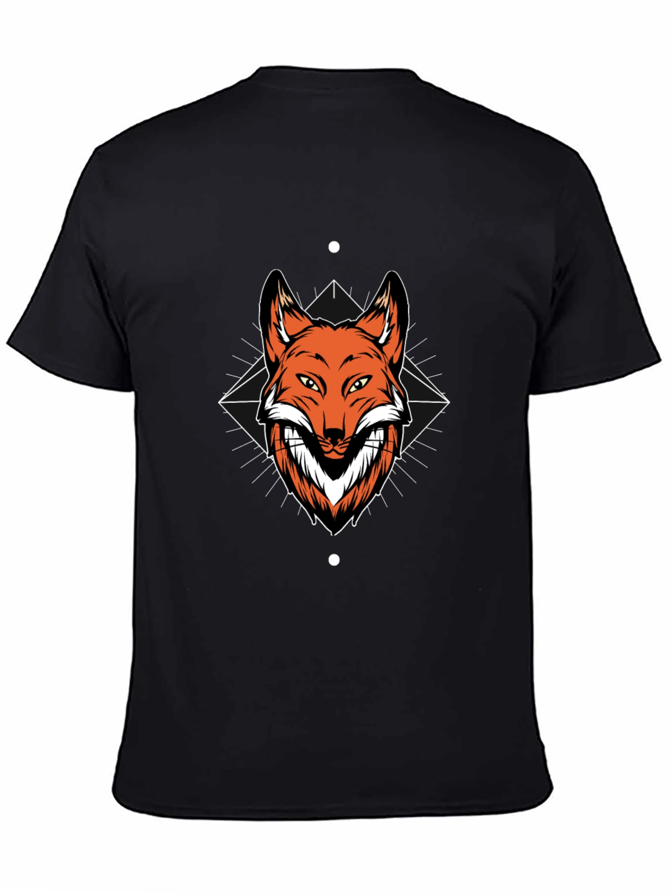 Mens Black T-Shirt with Fox Graphic Print