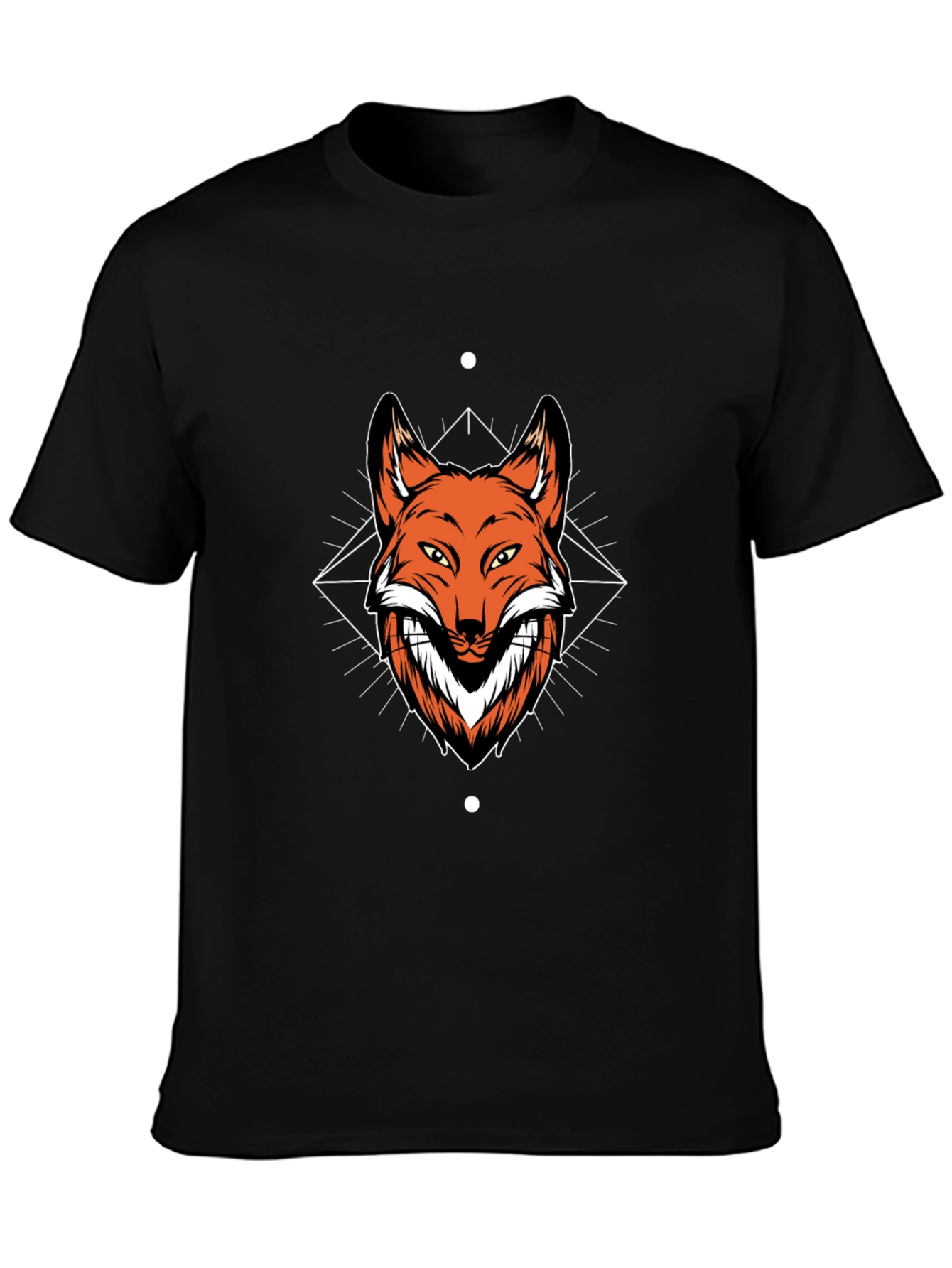 Mens Black T-Shirt with Fox Graphic Print