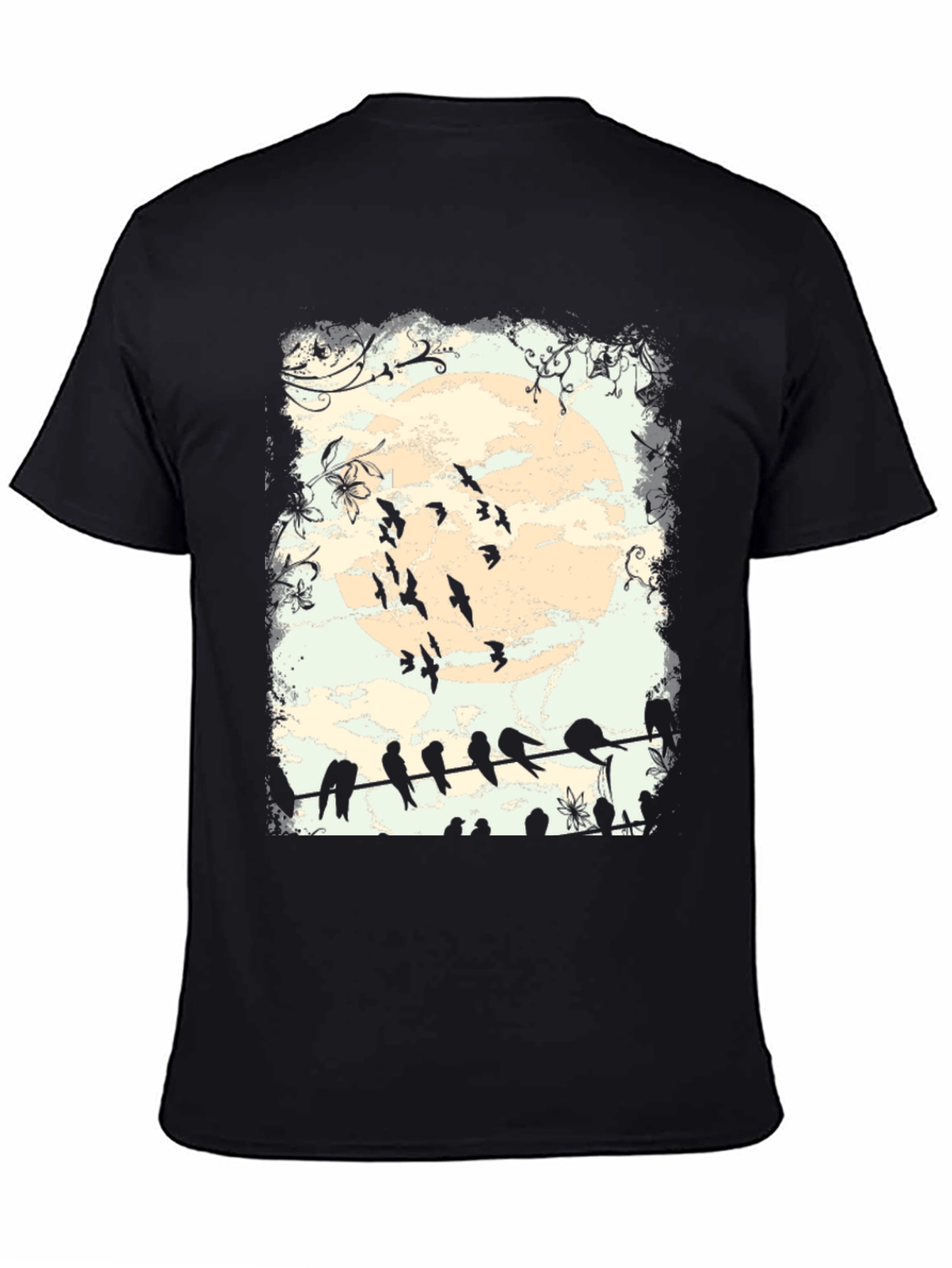 Birds on a Wire Graphic Tee - Unique Design