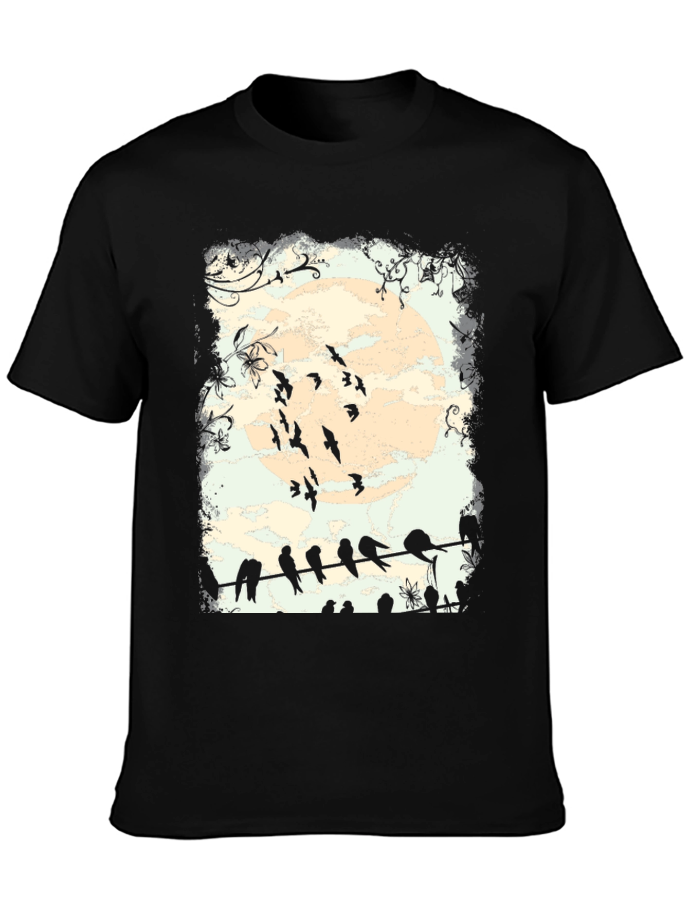 Birds on a Wire Graphic Tee - Unique Design