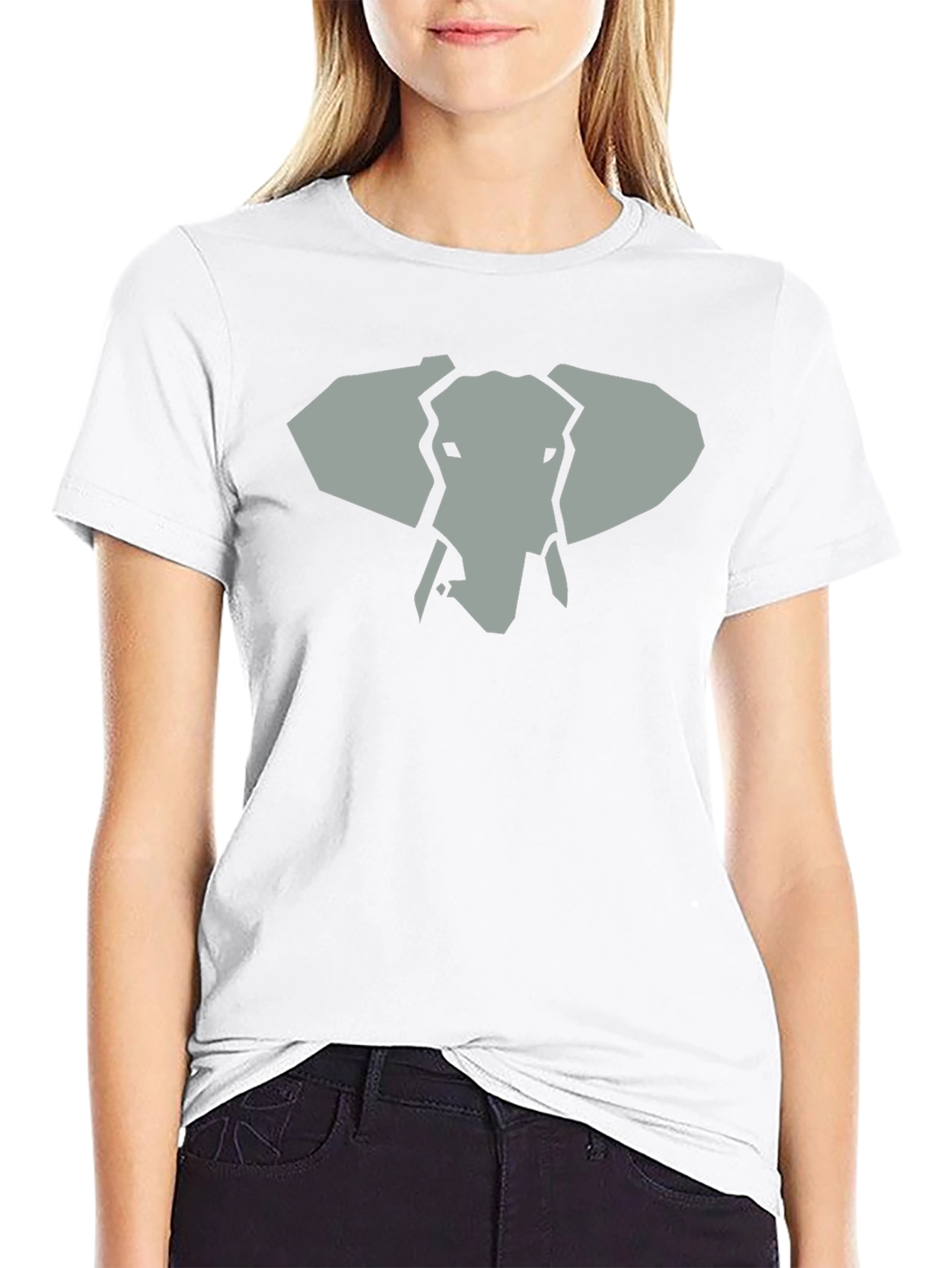 Geometric Elephant Graphic Tee - Black