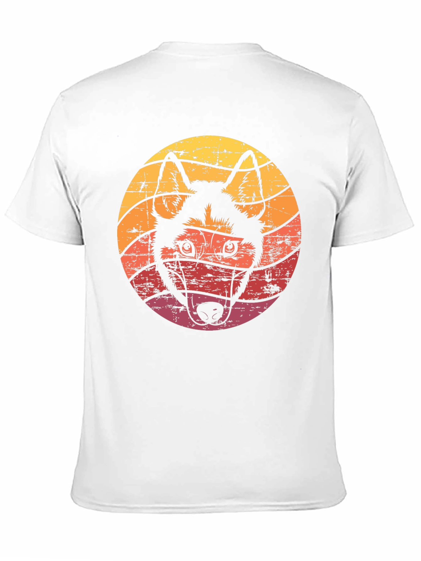 Retro Husky Dog Graphic Tee - Black Cotton T-Shirt