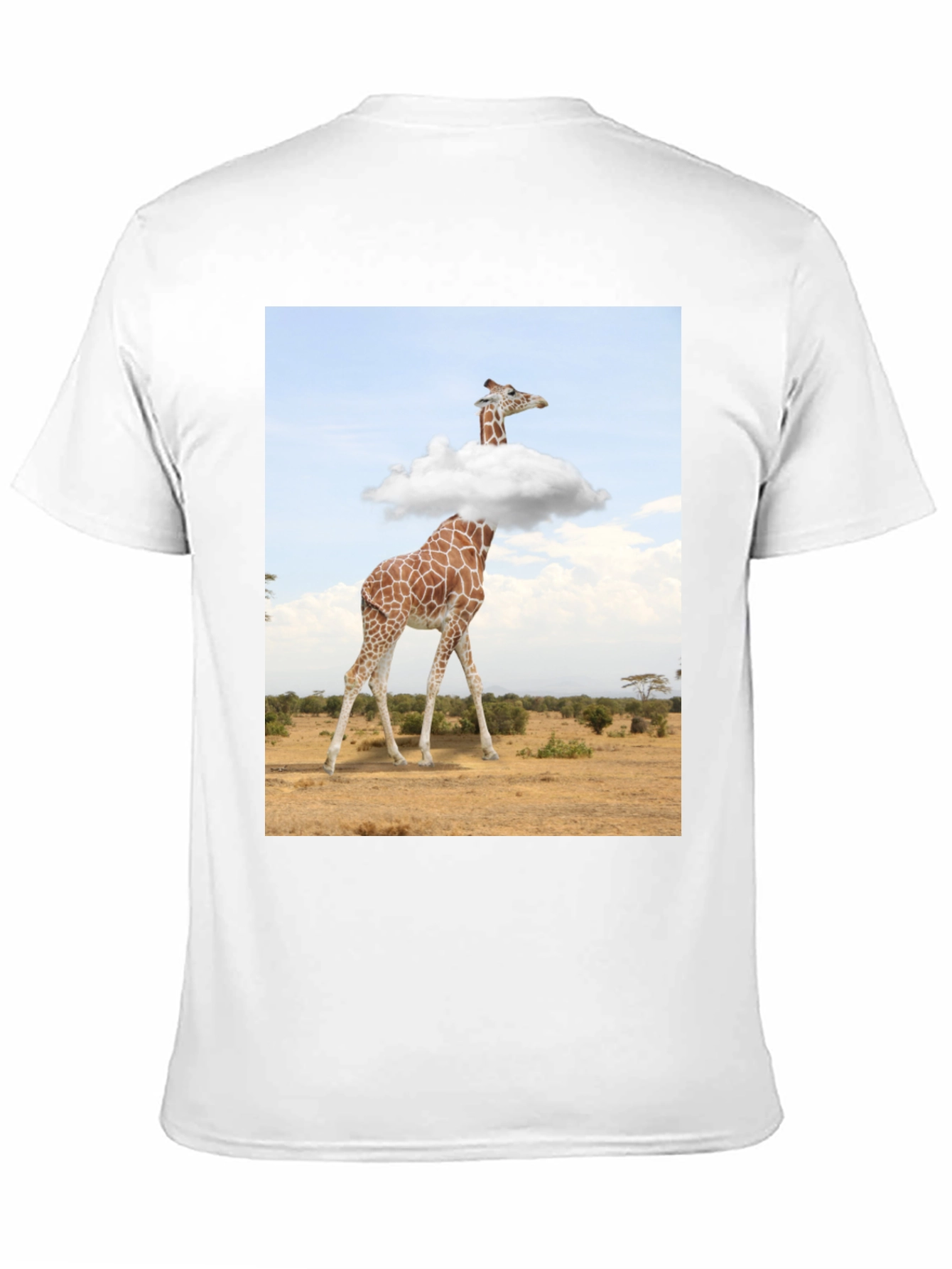 Giraffe in Clouds Graphic Tee - Mens Black T-Shirt