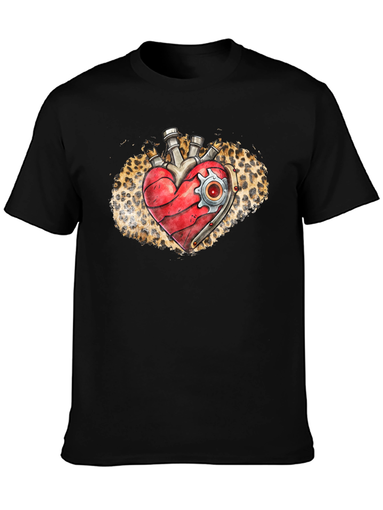 Steampunk Heart T-Shirt - Leopard Print