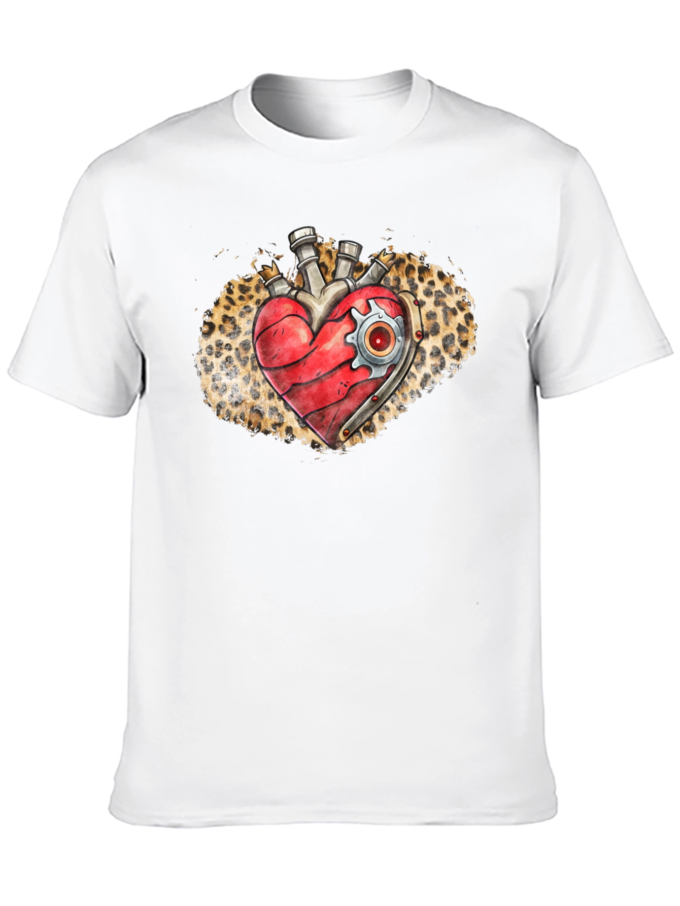 Steampunk Heart T-Shirt - Leopard Print