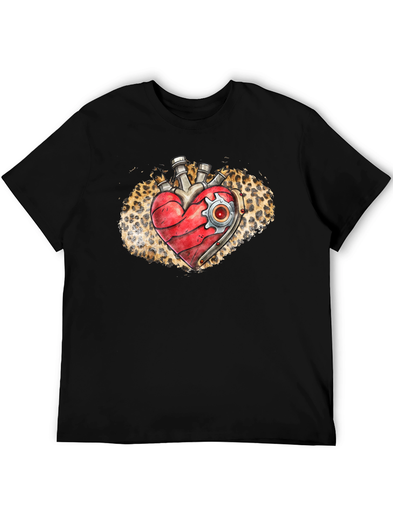 Steampunk Heart T-Shirt - Leopard Print