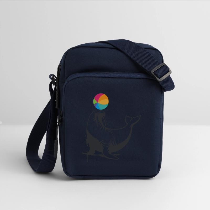 Walrus with colorful ball in stencil style