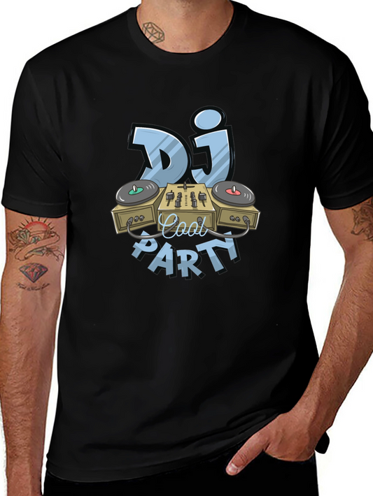 Cool DJ Party Graphic T-Shirt - Black
