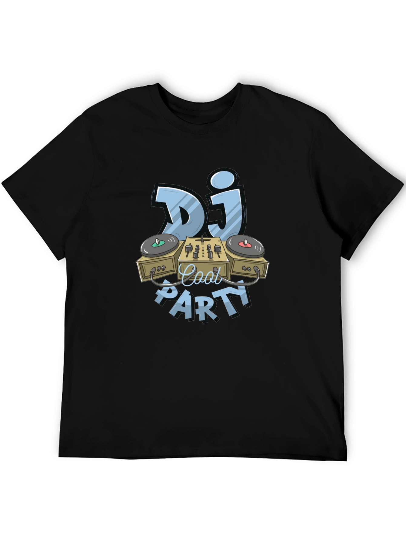 Cool DJ Party Graphic T-Shirt - Black