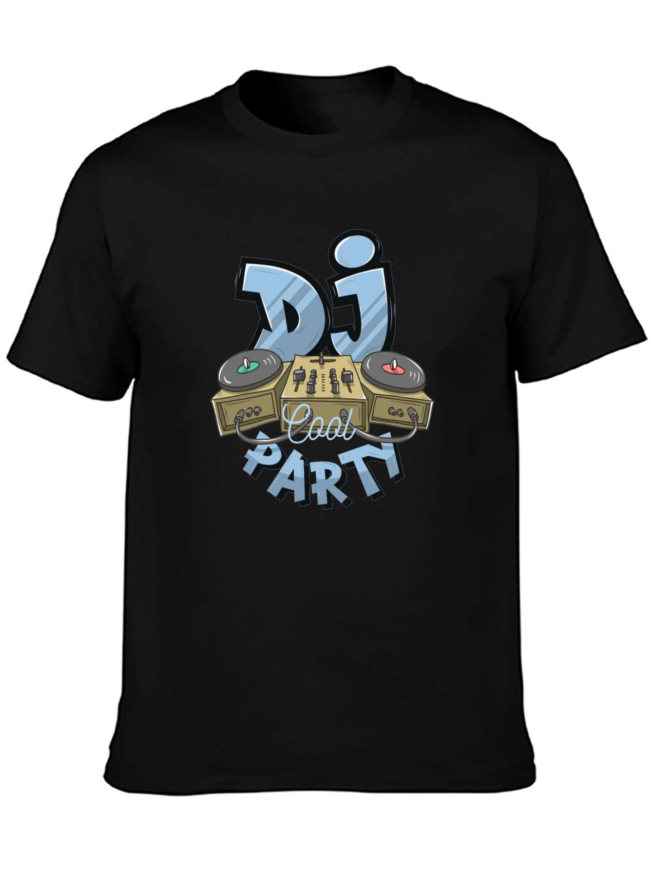 Cool DJ Party Graphic T-Shirt - Black