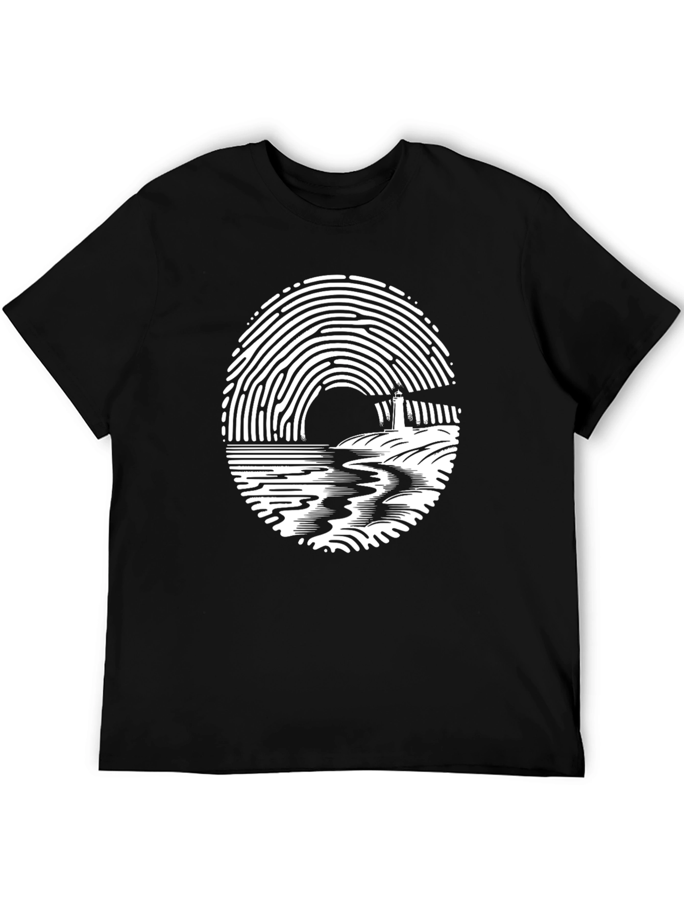 Fingerprint Lighthouse Graphic T-Shirt