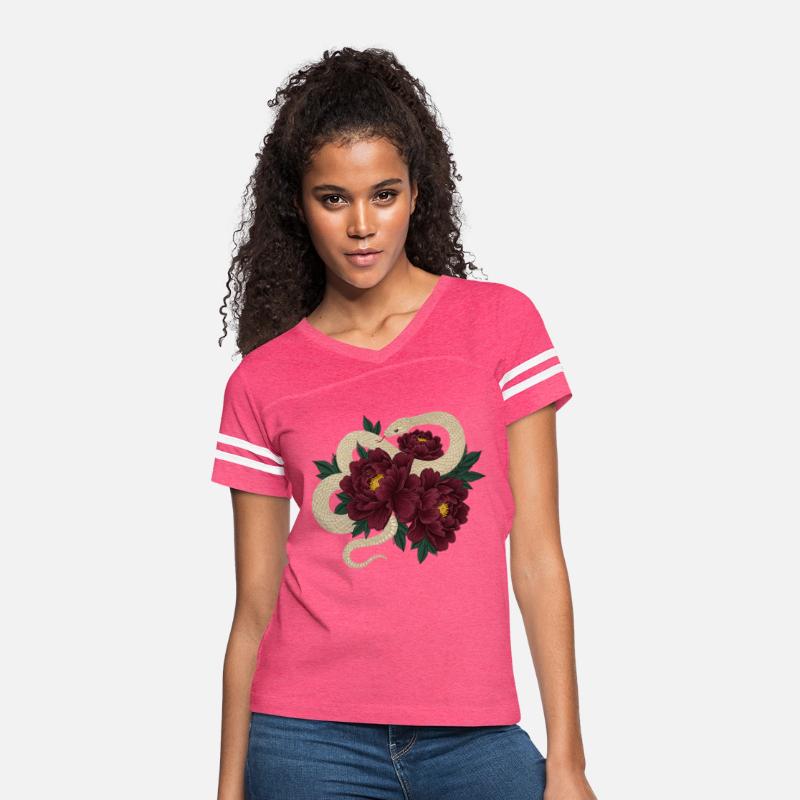 "White Serpent & Dark Peonies – Artistic Embroider