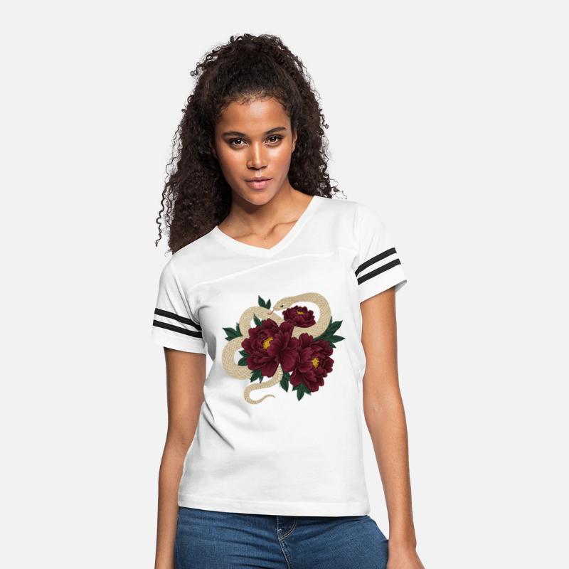 "White Serpent & Dark Peonies – Artistic Embroider