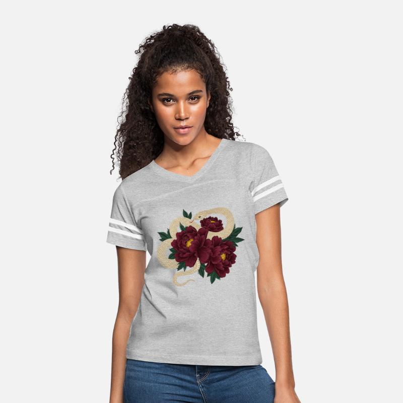 "White Serpent & Dark Peonies – Artistic Embroider