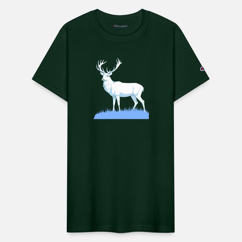 White Stag Deer Standing In Grass
