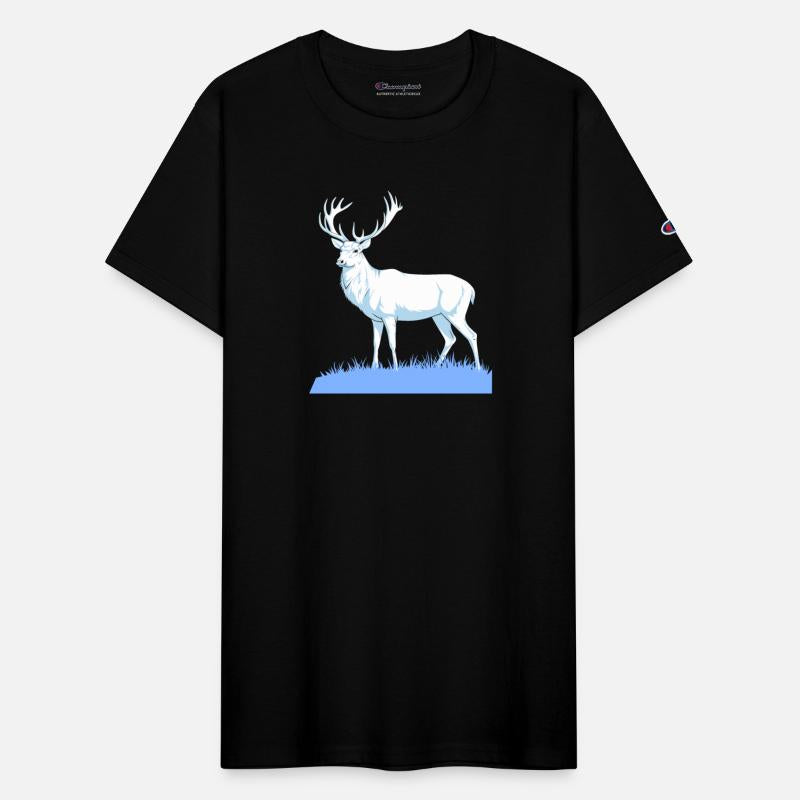 White Stag Deer Standing In Grass