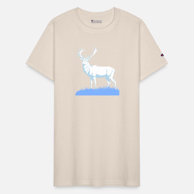 White Stag Deer Standing In Grass