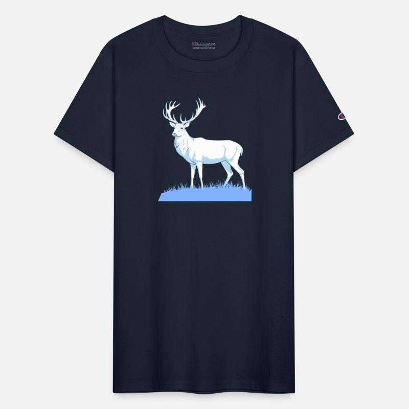 White Stag Deer Standing In Grass