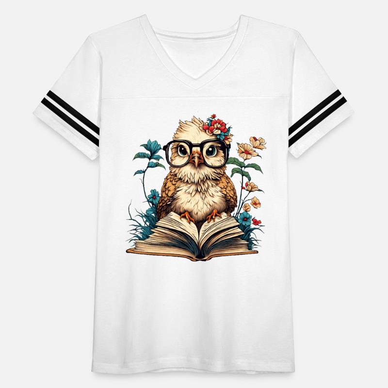 Wise Owl with Glasses and Flowers Art Print