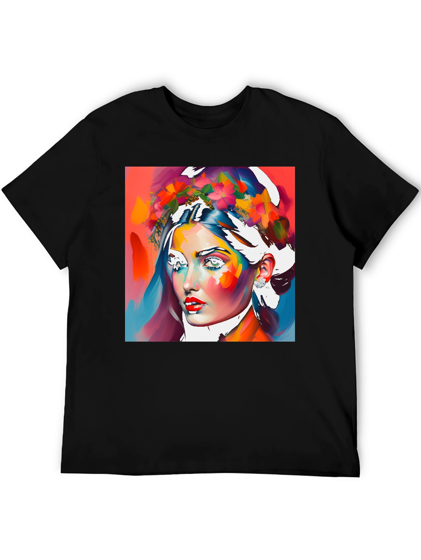 Floral Woman Graphic Tee - Artistic Style