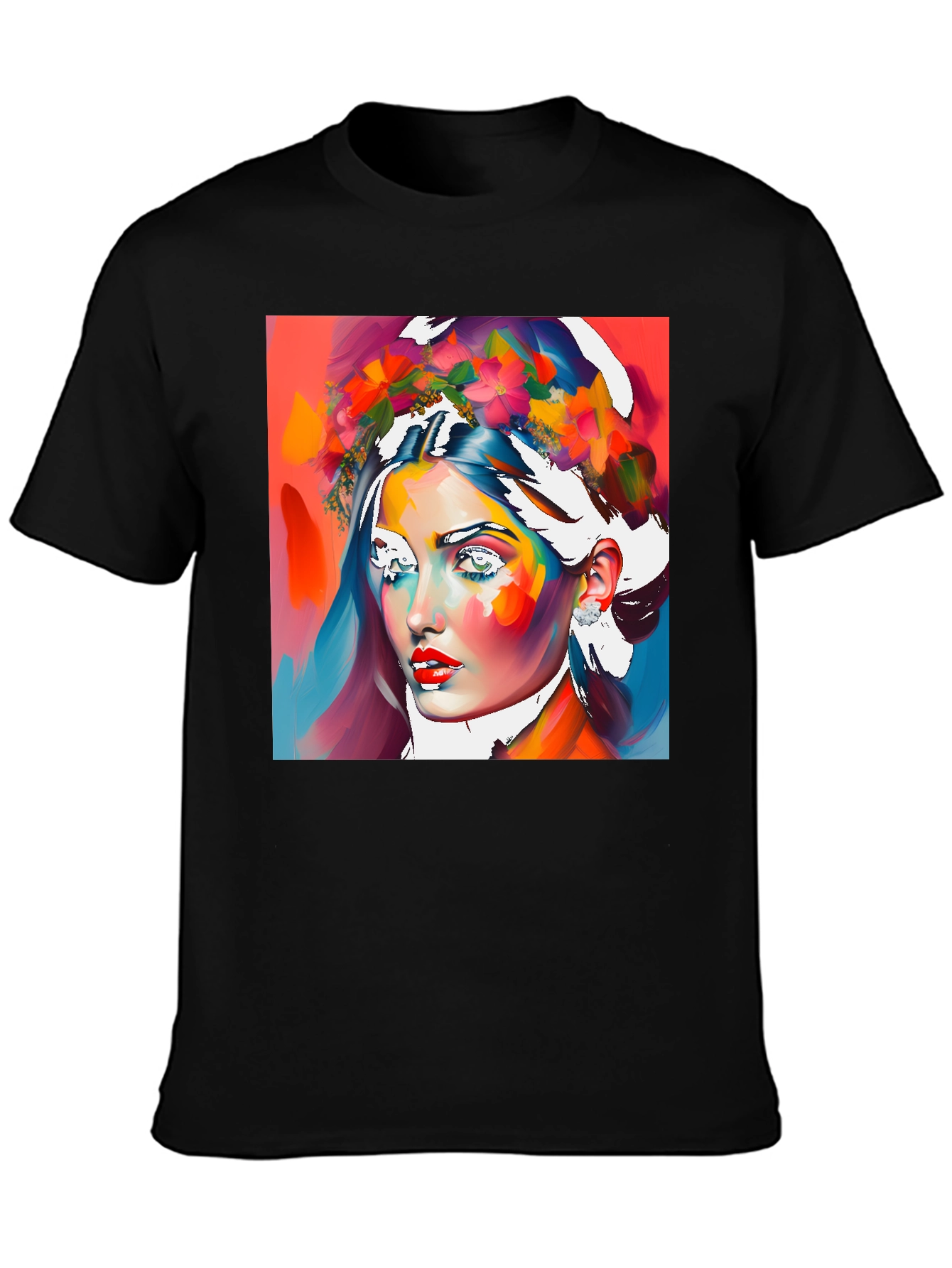 Floral Woman Graphic Tee - Artistic Style