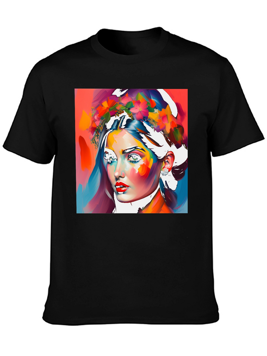 Floral Woman Graphic Tee - Artistic Style
