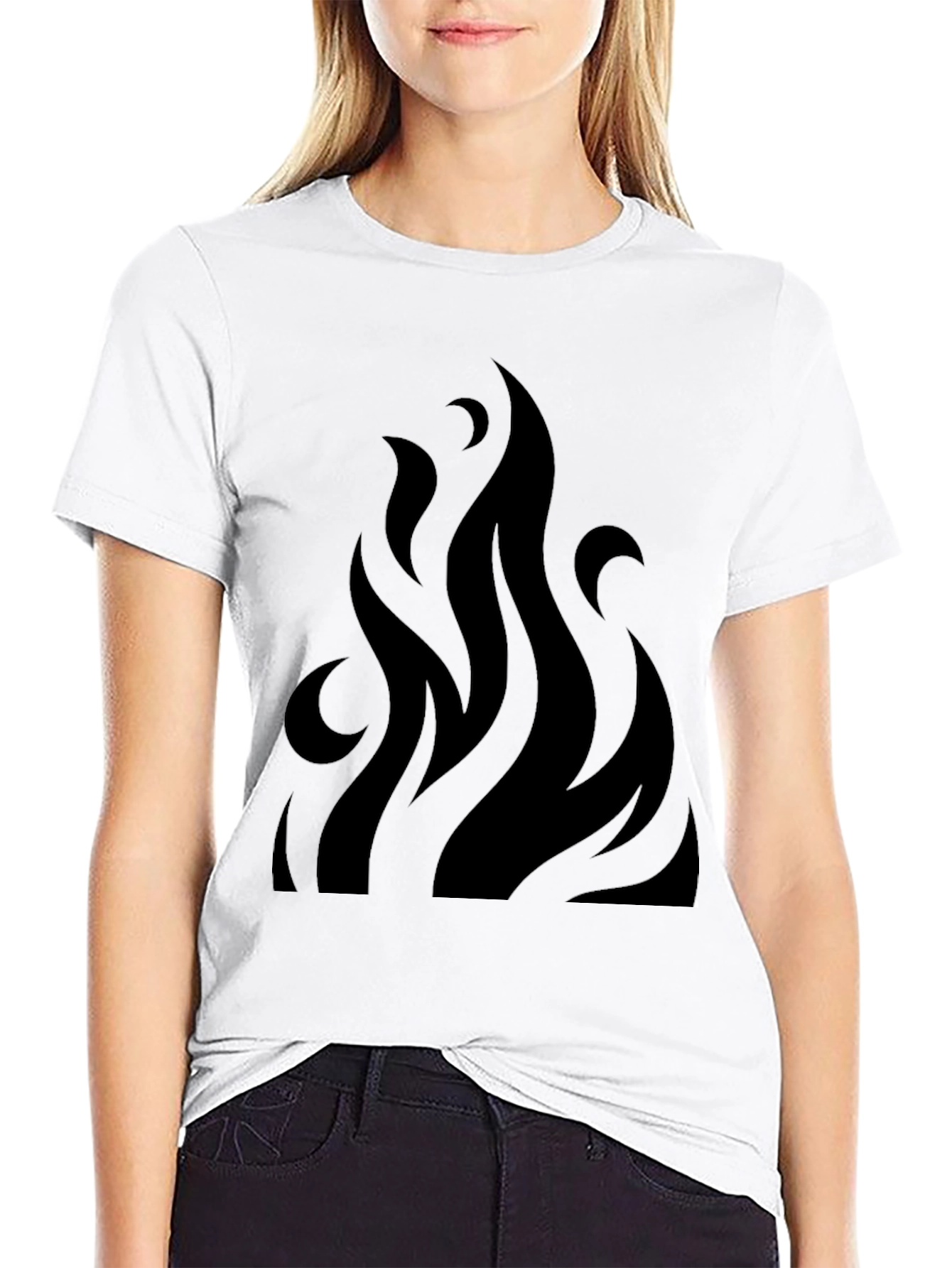 Bold Black Flame Graphic Tee - Modern Style