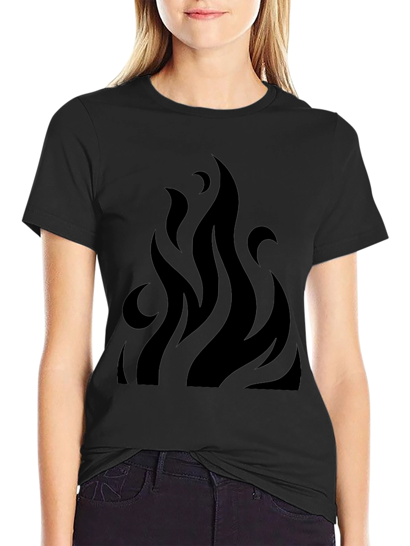 Bold Black Flame Graphic Tee - Modern Style